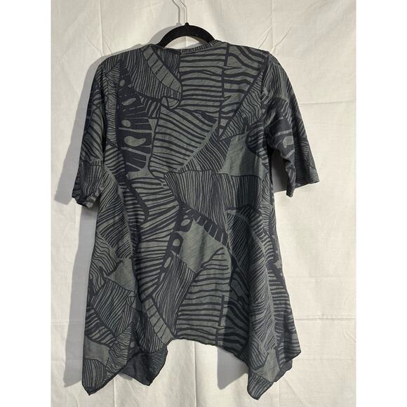 iCantoo Top Womens Small Green Floral Tunic Black Lagenlook Artsy Flowy Boho6 - Picture 3 of 7